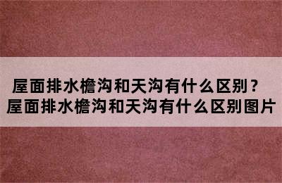 屋面排水檐沟和天沟有什么区别？ 屋面排水檐沟和天沟有什么区别图片